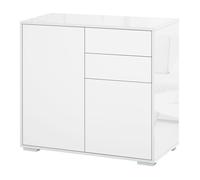 Buffet de rangement - HOMCOM - meuble commode armoire 2 tiroirs 2 placards étagères réglables - bois - 79x36x74cm - blanc
