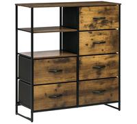 Buffet de rangement - HOMCOM - style industriel 6 tiroirs pliables 2 étagères commode - acier bois - 84x30x92cm