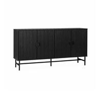 Buffet de rangement noir. Bazalt. quatre portes. deux étagères. buffet haut. vaisselier. L 157.5 x l 39 x H 83cm