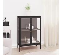 Buffet de Salle à Manger Moderne en Acier et Verre Noir, Meuble de Rangement Élégant 75x35x105 cm pour Salon Séjour, Design Contemporain et Stable