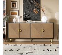 Buffet de Salon avec 4 Portes, Meuble de rangement, Pieds en métal, Buffet bas Moderne, 160x40x75cm, Pour Cuisine, Salle à manger