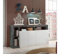 Buffet de salon design moderne 4 portes noir blanc brillant Cadiz BX