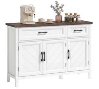 Buffet de salon - HOMCOM - style rustique - 3 portes en chevron, 2 tiroirs et 2 étagères réglables - bois - 110x35x80,5cm - blanc