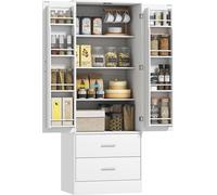 Buffet de service, armoire de cuisine avec tiroirs, meuble haut avec étagères, blanc | Panneau de particules MDF | 60 x 40 x 159 cm