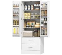 Buffet de service, armoire de cuisine avec tiroirs, meuble haut avec étagères, blanc | Panneau de particules MDF | 60 x 40 x 159 cm