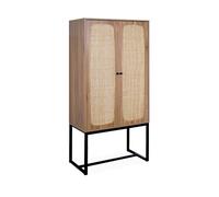 Buffet décor bois et cannage 2 portes H165cm RETRO