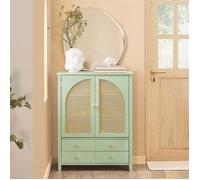 Buffet d'Entrée - SoBuy - 4 Tiroirs et 2 Portes en Ploy Rotin - Meuble à chaussures Vert - 70 x 34 x 90 cm, FSB72-GR