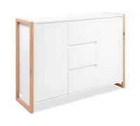 Buffet - DENVER - Chene artisan / Blanc - 2 portes - 3 tiroirs - 120 x 40 x 88 cm