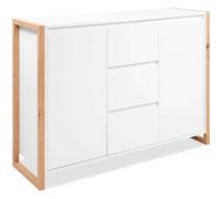 Buffet - DENVER - Chêne artisan / Blanc - 2 portes - 3 tiroirs - 120 x 40 x 88 cm
