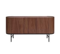 Buffet design bois foncé noyer et métal noir 3 portes L160 cm SKYE