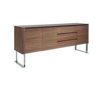 Buffet Design Bois Noyer avec Plateau Noir