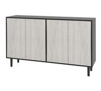 Buffet design contemporain - 4 portes, 2 étagères - dim. 121L x 37l x 75H cm - piètement effilé pin noir aspect bois gris Noir G