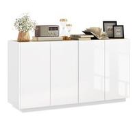 Buffet salle à manger - HOMCOM - avec 4 portes à fermeture douce et étagères réglables - 140 x 40 x 75 cm - blanc laqué