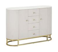 Buffet Ovale Effet Marbre 120x40x85cm Crème & Or