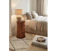 Buffet design en bois massif Sheesham 35 x 65 x 35 cm | Armoire avec 3 tiroirs | Armoire d'appoint étroite | Mini commode ronde