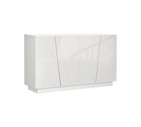 Buffet design façade blanc laqué 4 portes 2 étagères dim. 150 x 40 x 88 cm blanc
