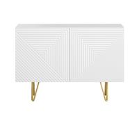 Buffet design gravé blanc mat et métal doré 2 portes L107 cm OZEN