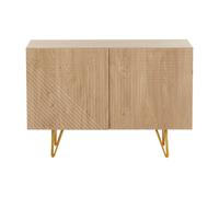 Buffet design gravé finition bois clair chêne et métal doré 2 portes L107 cm OZEN