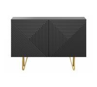 Buffet design gravé noir et métal doré 2 portes L107 cm OZEN