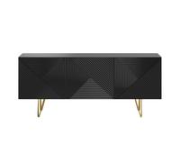 Buffet design gravé noir et métal doré 3 portes L160 cm OZEN