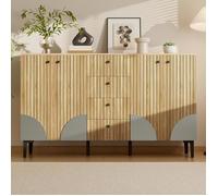 Buffet - DREAMMESPACE - 160x36x94cm - 4 portes - 4 tiroirs - Design moderne en bois