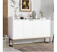 Buffet - DREAMMESPACE - 4 portes - 120 x 30 x 80 cm - Blanc - Minimaliste