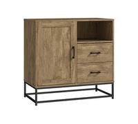 HOMCOM Buffet de rangement moderne 2 tiroirs compartiment ouvert étagère réglable bois naturel