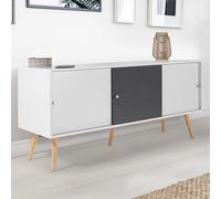 Buffet Effie Scandinave 3 Portes Bois Blanc Et Gris