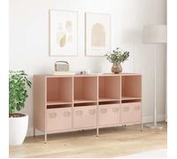 Buffet en acier laminé - vidaXL - Rose - 135x39x73,5 cm - 4 tiroirs - 4 compartiments - Facile à entretenir