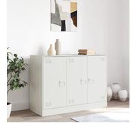 Buffet en acier - vidaXL - 99x39x73 cm - Blanc - 6 compartiments - 3 portes - 3 poignées en métal - Capacité 90 kg