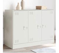 Buffet en acier - vidaXL - 99x39x73 cm - Blanc - 6 compartiments - 3 portes - 3 poignées en métal - Capacité 90 kg