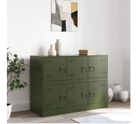Buffet en acier - vidaXL - Vert olive - 99x39x73 cm - Acier laminé à froid - 6 compartiments - 6 poignées en métal