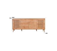 Hanah Home Buffet Hazeran 4 portes 180 x 81 x 41 cm Chêne