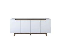 Hanah Home Buffet GD102 1874 - 4 portes - 180 x 45 x 78,6 cm - Blanc/Noyer