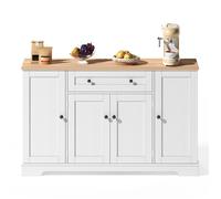 Buffet en Bois Blanc - Buffet Bahut - Buffet bas salon avec 4 portes et 1 tiroir - 138x85x40cm - Blanc - pour salle à manger