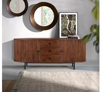 Buffet en bois d'acacia - GINER Y COLOMER - 2 portes - 3 tiroirs - Pieds en métal