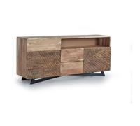 Buffet en bois d'acacia - Giner y Colomer - 2 portes, 3 tiroirs - Pieds métal naturel et noir