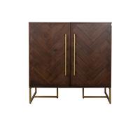 Buffet en bois d'acacia marron, 2 portes, 1 tiroir, 16 casiers à bouteilles, 6 glissières verres - Dutchbone, Class - 100x50x100 cm