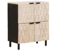 Buffet en bois de mangue - vidaXL - Finition lavage blanc - 60x33 5x75 cm - 4 portes à charnières - Usage intérieur
