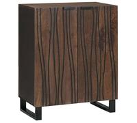 Buffet en bois de mangue - vidaXL - Noyer - 60x33,5x75 cm - Rustique - Rangement spacieux - Poignées à doigts - 2 portes