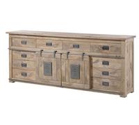 Buffet en Bois de manguier 220x45x90, Vernis Beige, Railway #392