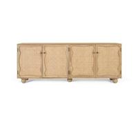 Buffet en bois de manguier - Giner y colomer - 4 portes avec cannage tressé - Dimensions: 77x200x40 cm