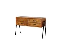 Buffet en bois de manguier marron foncé, 4 tiroirs, avec rangement, droit - Chehoma, Chapman - 132x48x80 cm
