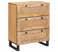 Buffet en Bois De Manguier Massif 2 Pièces 60 x 33 x 75 cm Marron | Meuble de rangement, pieds en métal, finition lisse, entretien facile, design épuré, intérieur spacieux