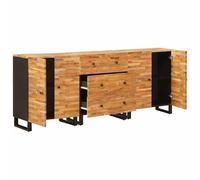 Buffet en Bois De Manguier Massif 3 Pieces 60 x 33 x 75 cm | Pieds en métal noir, design rectangulaire, rangement polyvalent, entretien facile, style contemporain