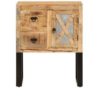 Buffet en bois de manguier - vidaXL - 60x30x76 cm - Naturel et noir - 1 porte - 2 tiroirs - Bois de manguier massif