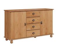 Buffet en bois de pin massif - vidaXL - 133,5x40x79 cm - Marron - 4 tiroirs - 2 portes - Style traditionnel