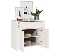 Buffet en bois de pin massif - vidaXL - Drammen - 79x43x75,5 cm - Blanc - 2 portes - Assemblage requis - Design moderne