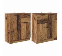 Buffet en bois d'ingénierie - vidaXL - 60x30x70 cm - Bois ancien - Tiroirs coulissants - 4 portes - Assemblage facile