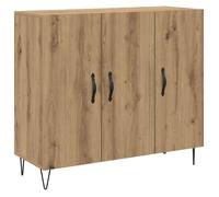 Buffet en bois d'ingénierie - vidaXL - 90x34x80 cm - Chêne artisanal - 3 portes - Pieds à épingle - Design polyvalent